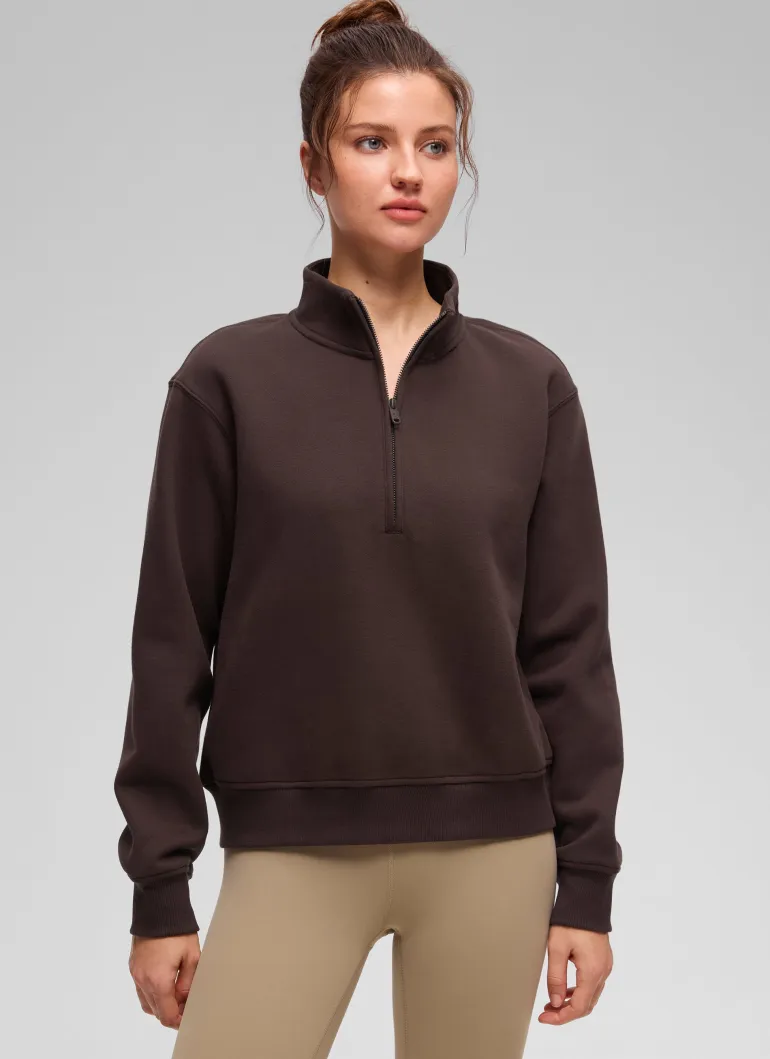 Fleece Lined Half Zip Funnel neck Sweatshirt