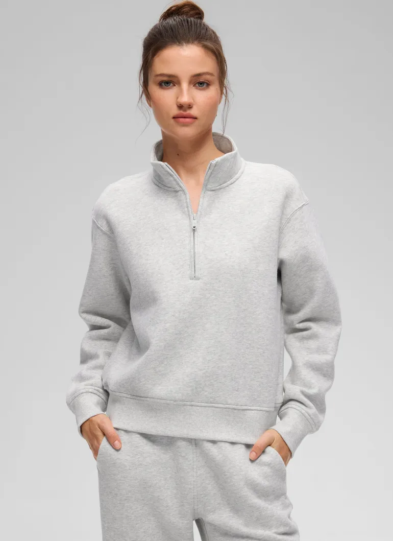 Fleece Lined Half Zip Funnel neck Sweatshirt