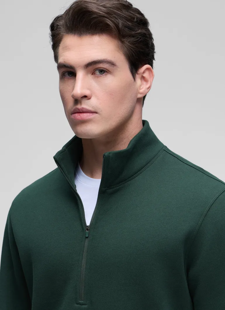 Fleece Lined Half Zip Sweatshirts Mock Neck