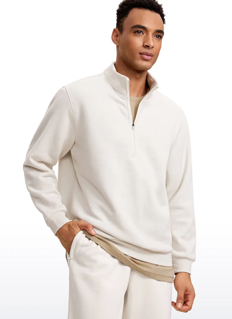 Fleece Lined Half Zip Sweatshirts Mock Neck