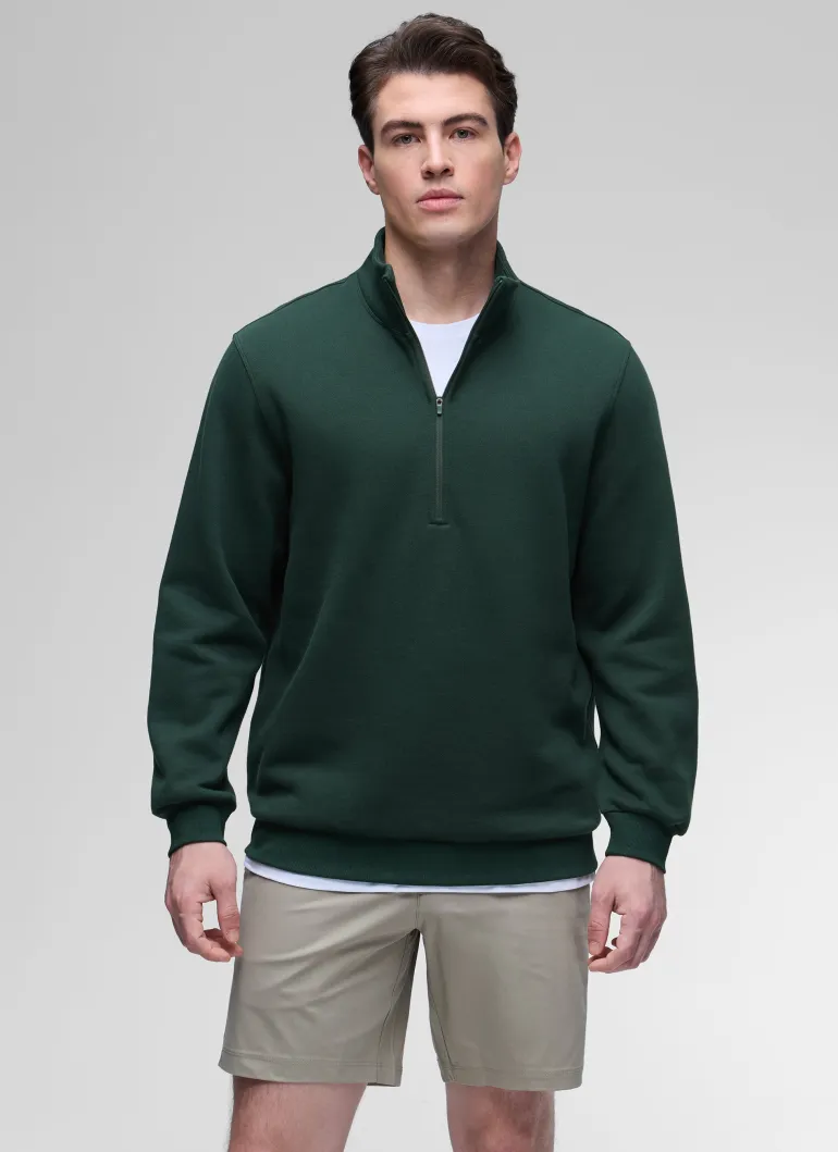 Fleece Lined Half Zip Sweatshirts Mock Neck