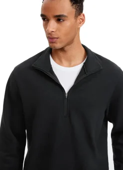 Fleece Lined Half Zip Sweatshirts Mock Neck