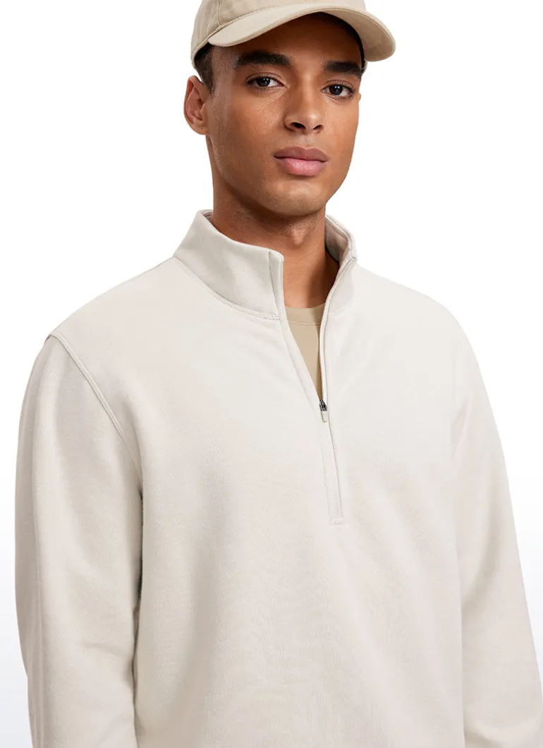 Fleece Lined Half Zip Sweatshirts Mock Neck