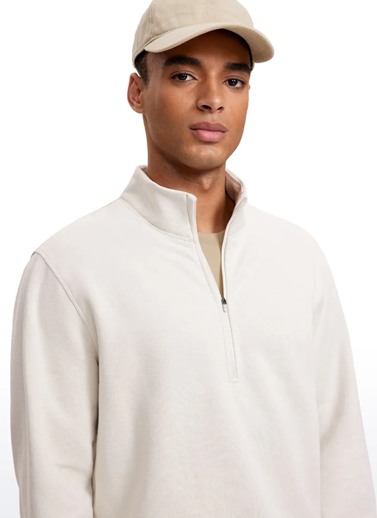 Fleece Lined Half Zip Sweatshirts Mock Neck