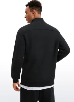 Fleece Lined Half Zip Sweatshirts Mock Neck