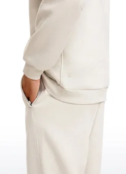 Fleece Lined Half Zip Sweatshirts Mock Neck