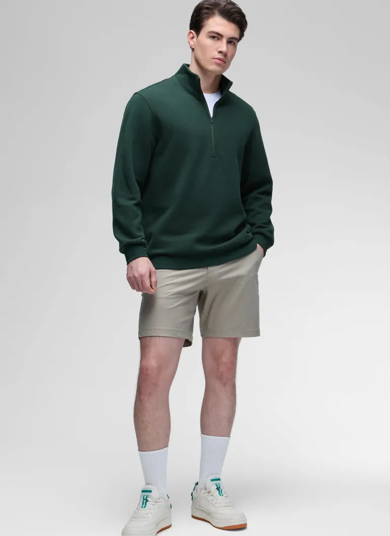 Fleece Lined Half Zip Sweatshirts Mock Neck
