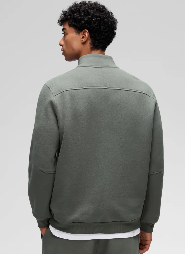 Fleece Lined Half Zip Sweatshirts Mock Neck