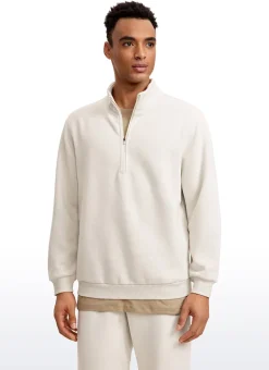 Fleece Lined Half Zip Sweatshirts Mock Neck