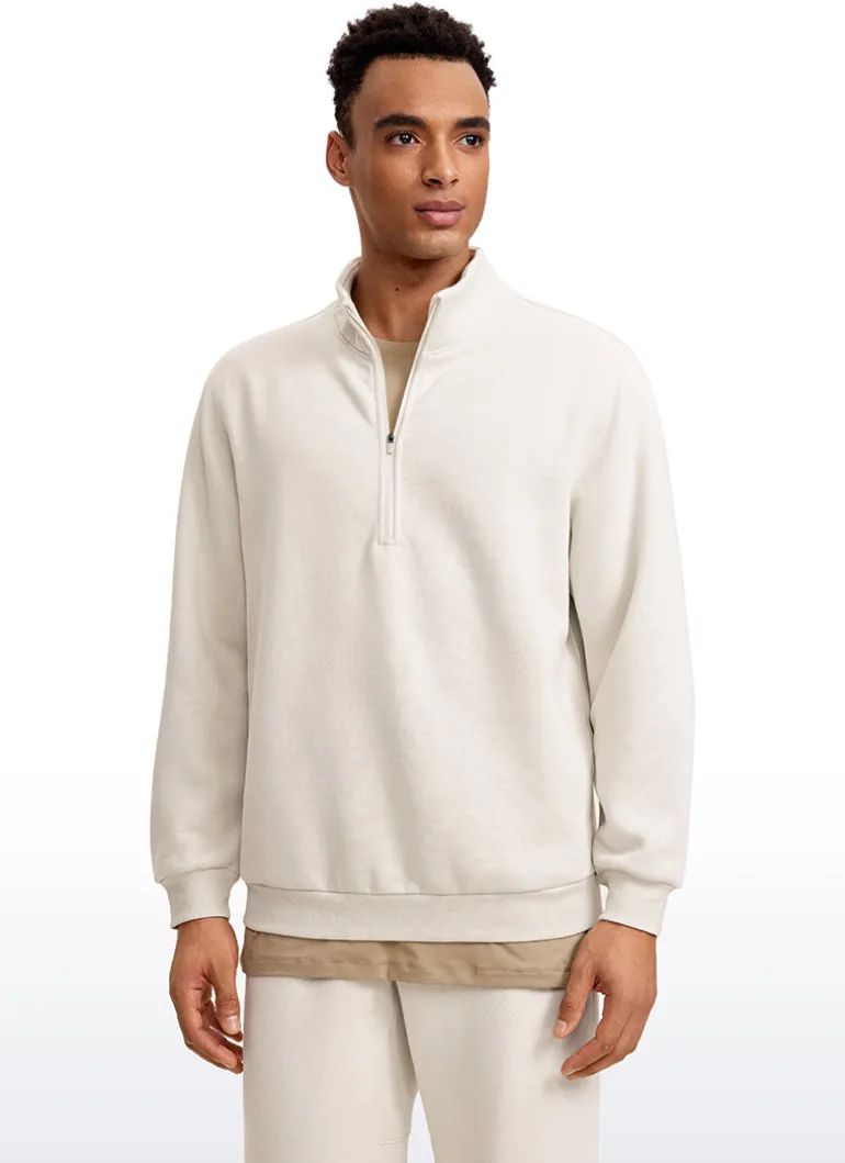 Fleece Lined Half Zip Sweatshirts Mock Neck