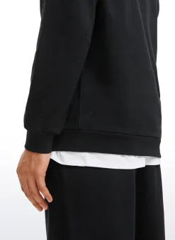 Fleece Lined Half Zip Sweatshirts Mock Neck