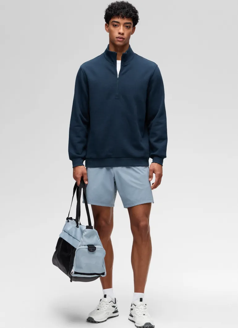 Fleece Lined Half Zip Sweatshirts Mock Neck