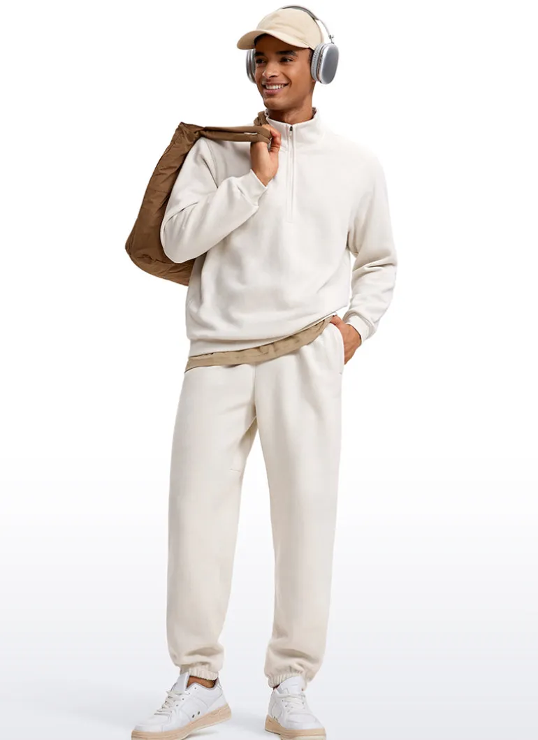 Fleece Lined Half Zip Sweatshirts Mock Neck
