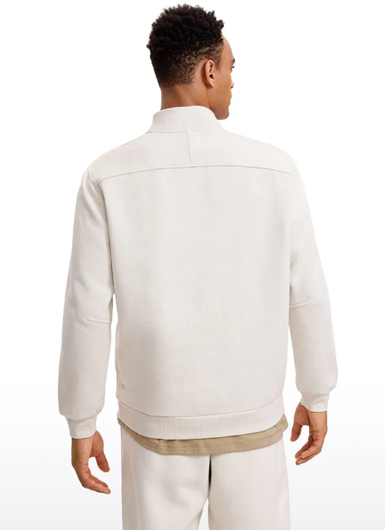 Fleece Lined Half Zip Sweatshirts Mock Neck