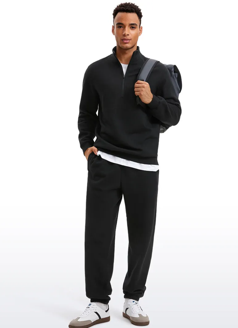 Fleece Lined Half Zip Sweatshirts Mock Neck