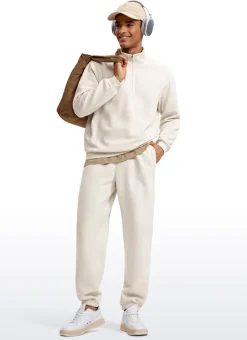 Fleece Lined Half Zip Sweatshirts Mock Neck