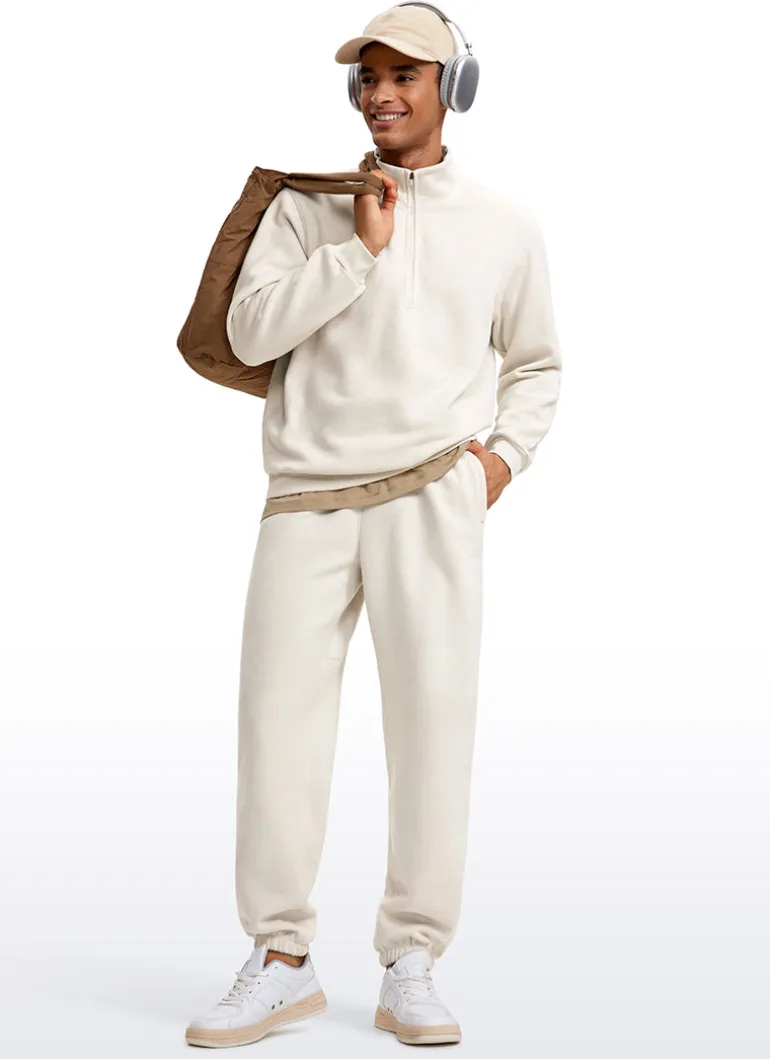 Fleece Lined Half Zip Sweatshirts Mock Neck