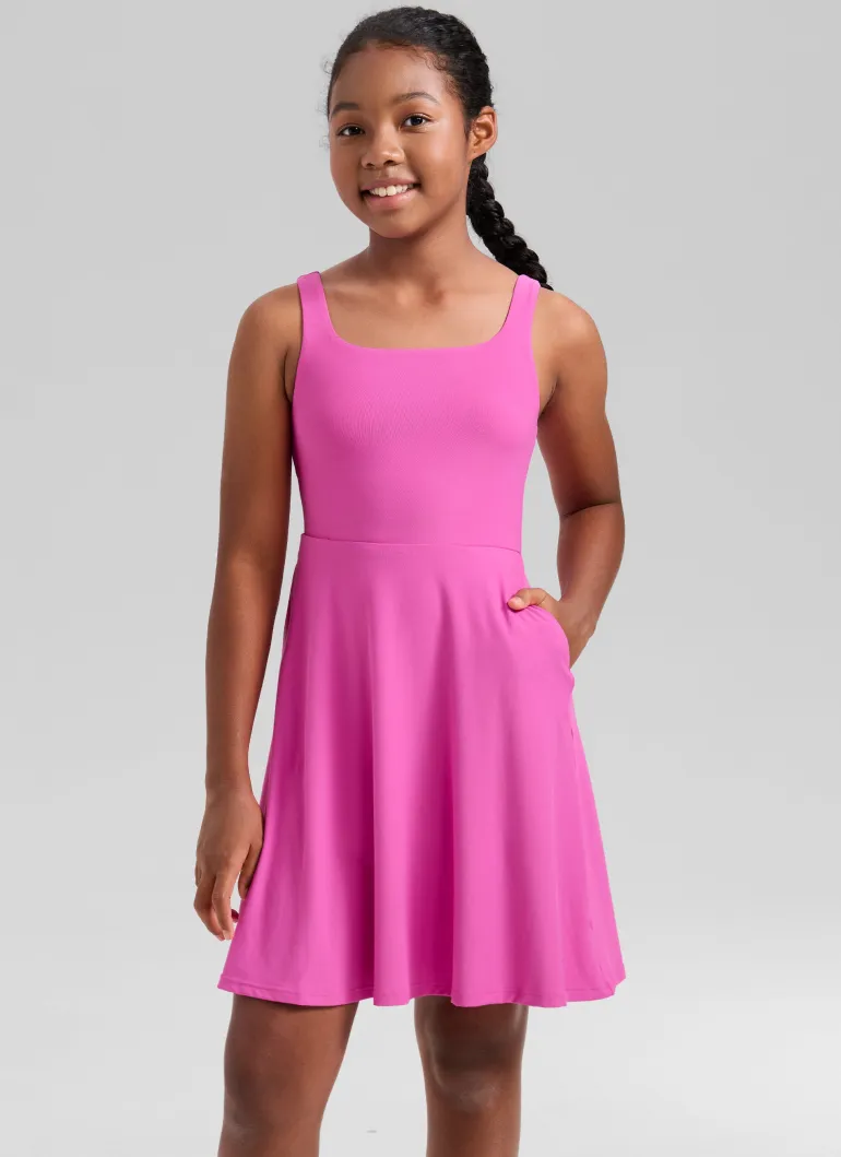 Girls Cloudweight Double Lined Pocket Midi Dress