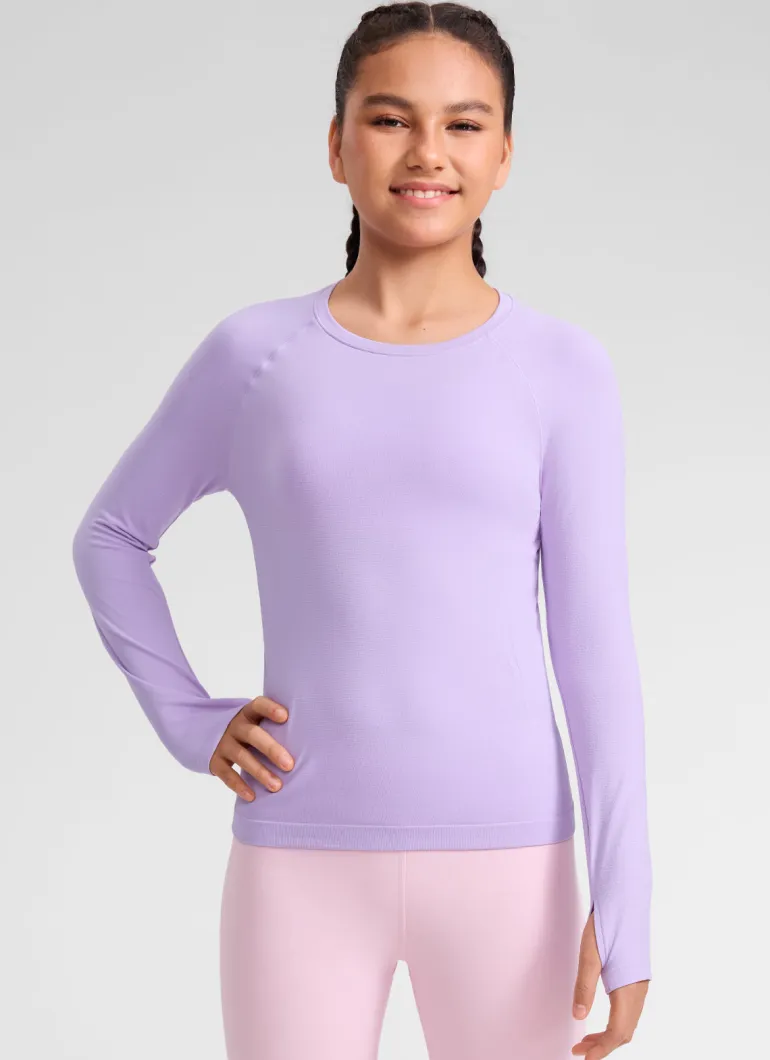 Girls Seamless Hip Length Long Sleeve