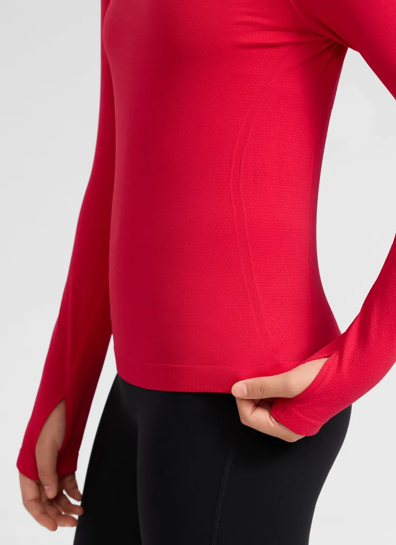 Girls Seamless Hip Length Long Sleeve