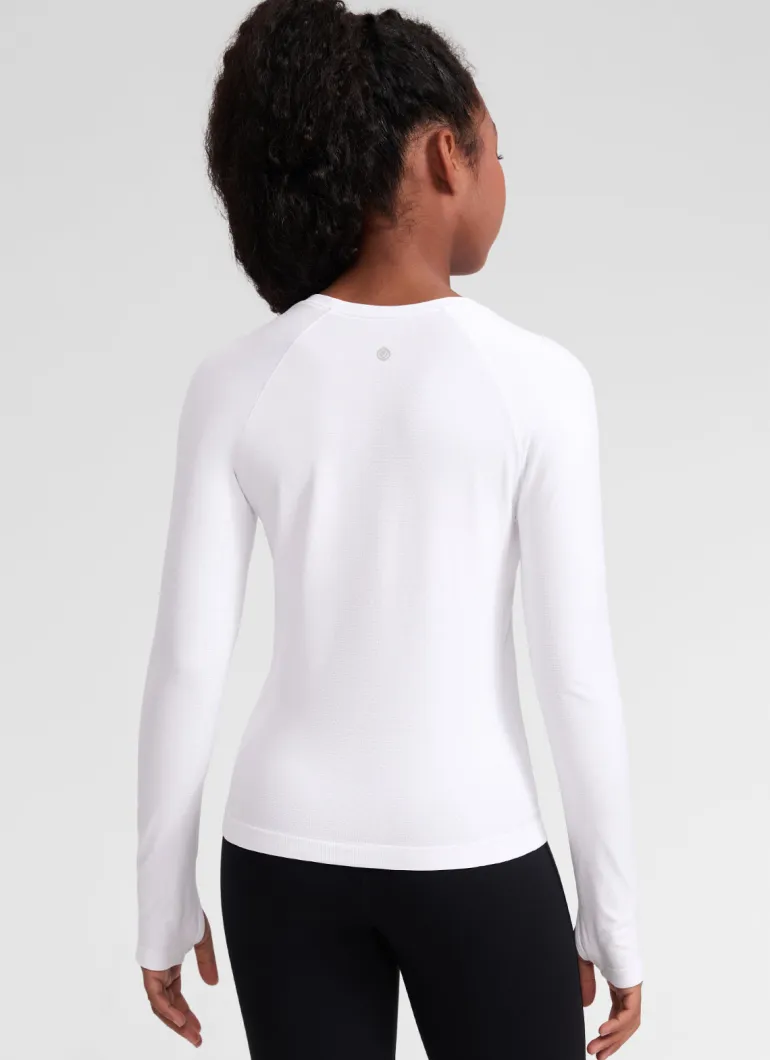 Girls Seamless Hip Length Long Sleeve