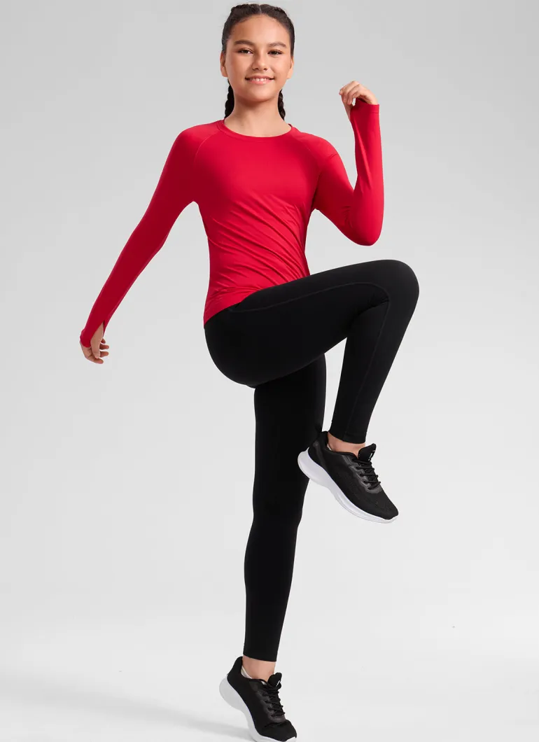Girls Seamless Hip Length Long Sleeve