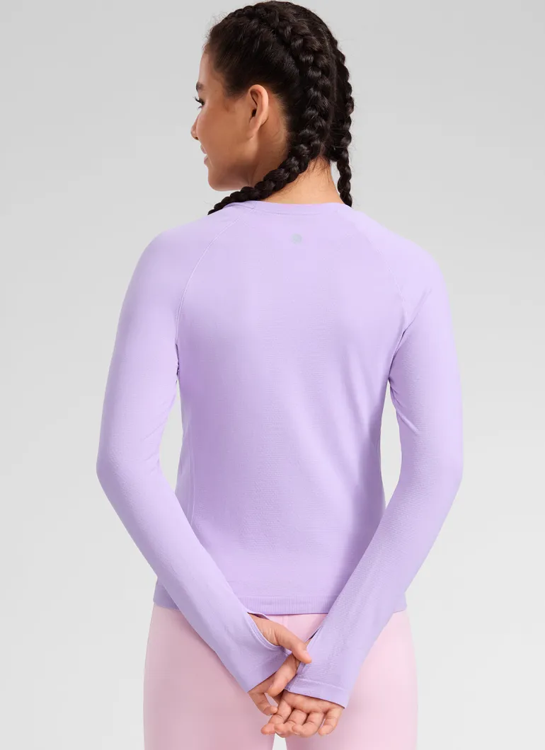 Girls Seamless Hip Length Long Sleeve