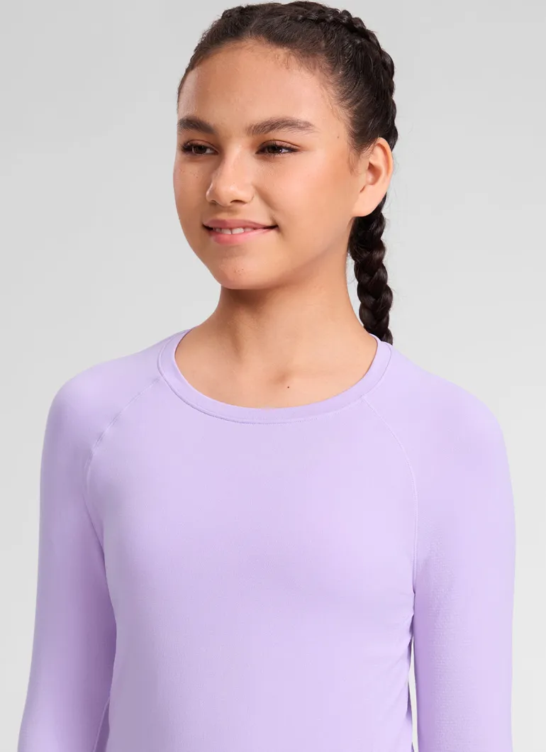 Girls Seamless Hip Length Long Sleeve