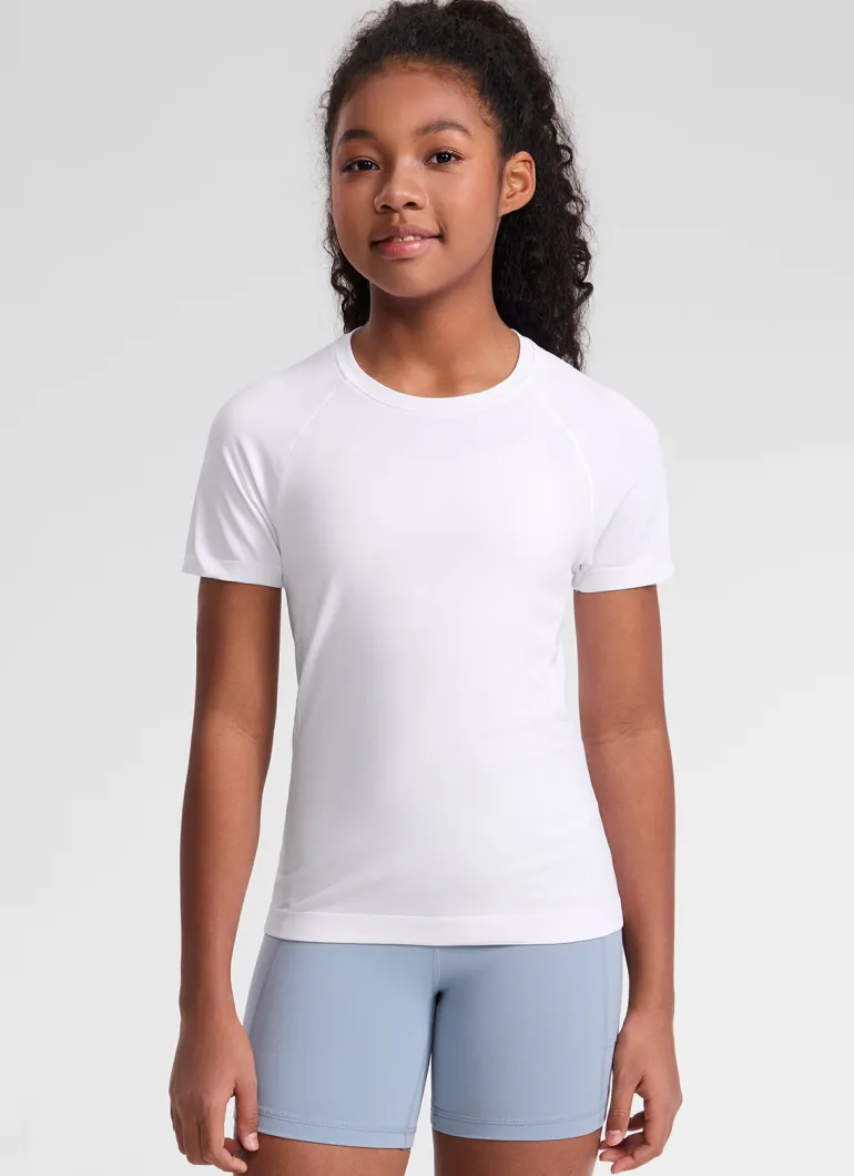Girls Seamless Hip Length Short Sleeve