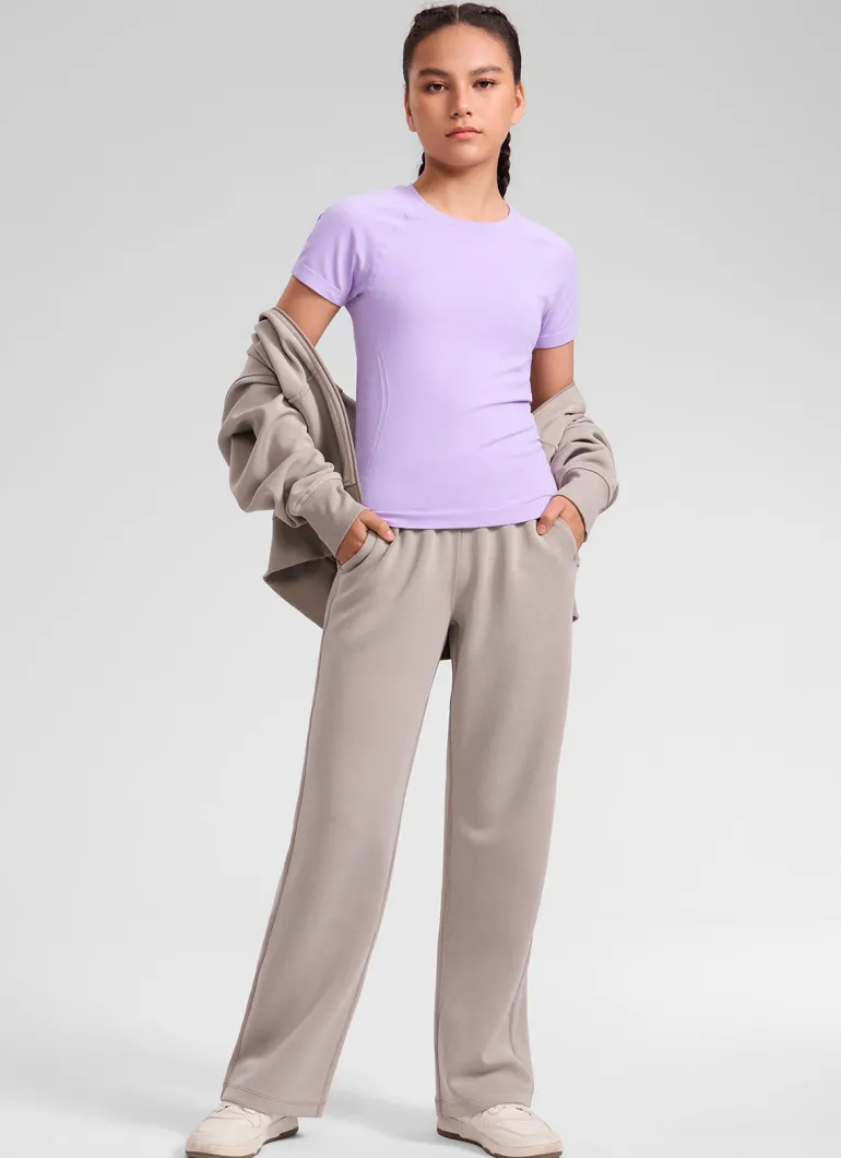 Girls Seamless Hip Length Short Sleeve