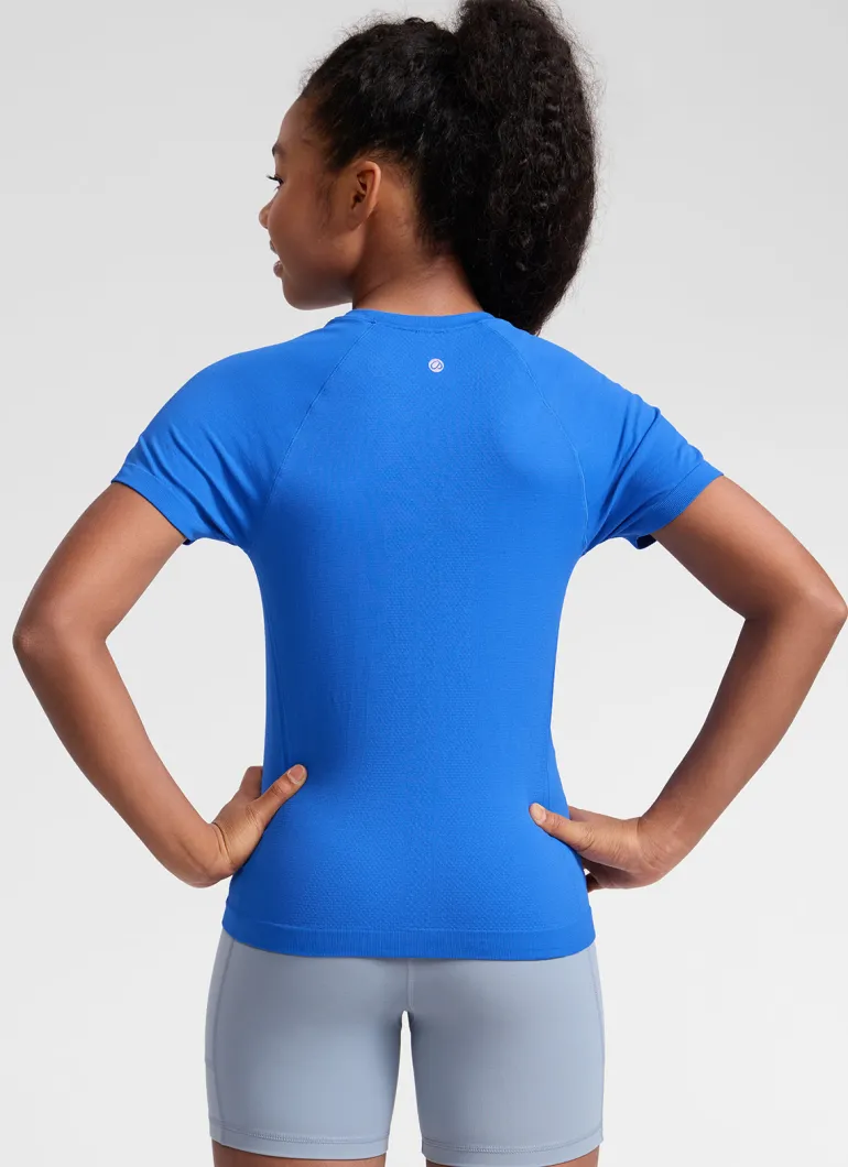 Girls Seamless Hip Length Short Sleeve