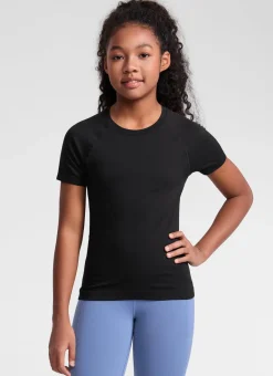 Girls Seamless Hip Length Short Sleeve