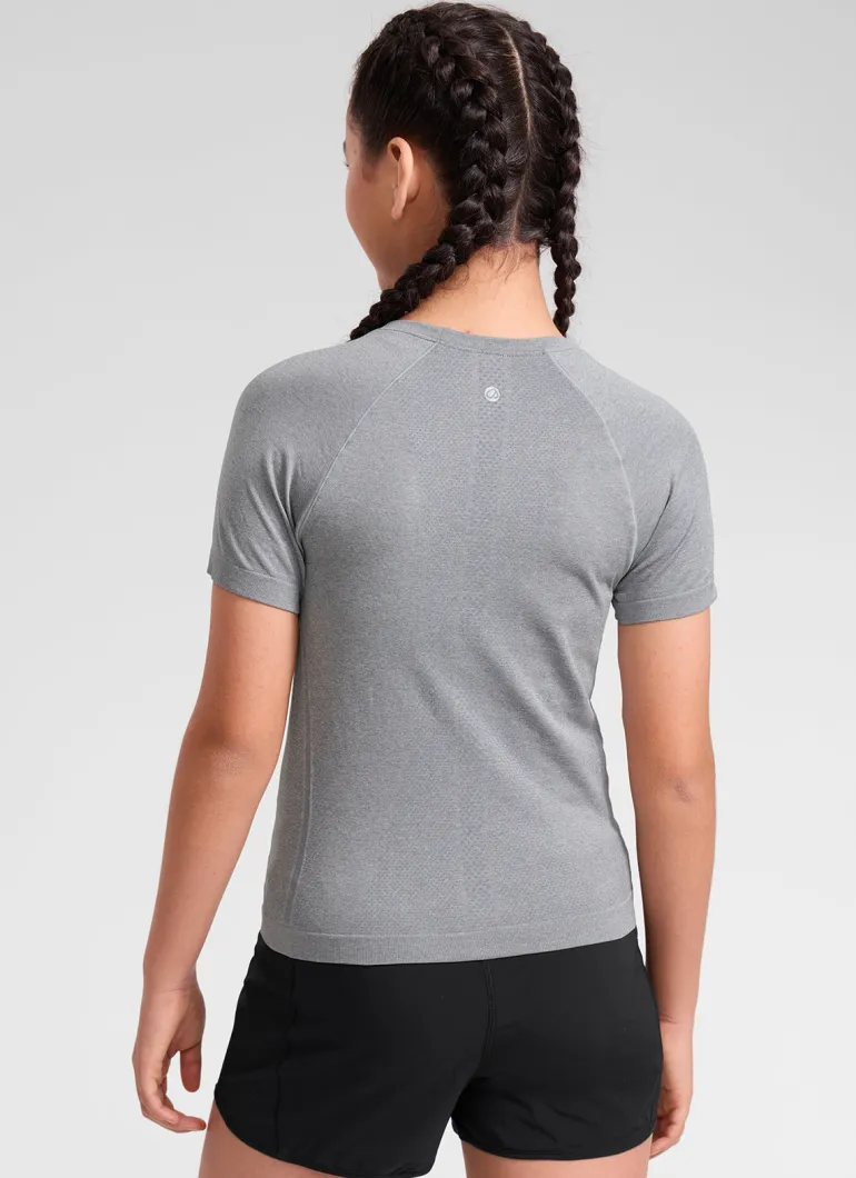 Girls Seamless Hip Length Short Sleeve