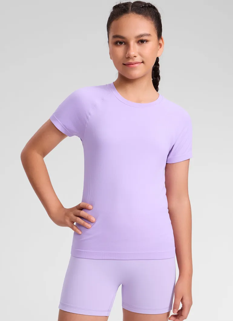 Girls Seamless Hip Length Short Sleeve