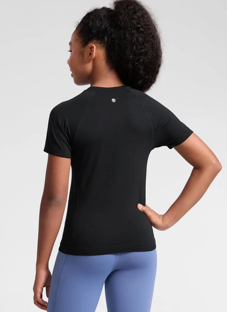 Girls Seamless Hip Length Short Sleeve