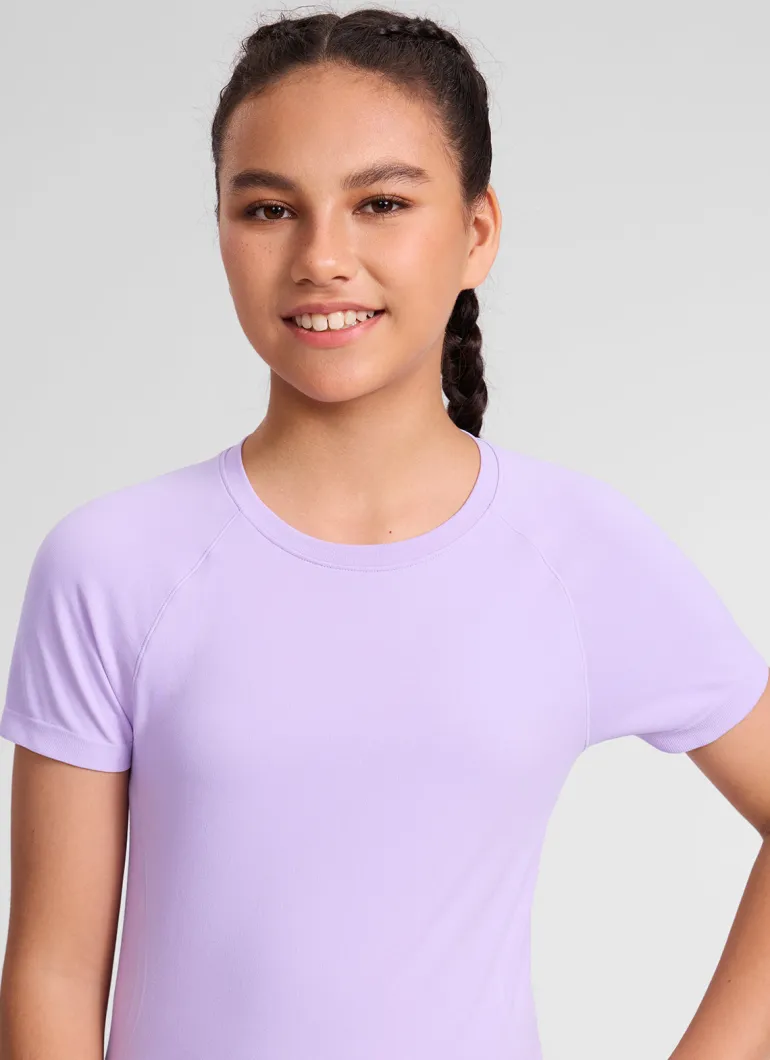 Girls Seamless Hip Length Short Sleeve