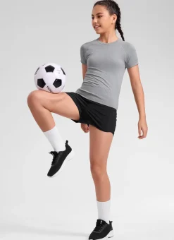Girls Seamless Hip Length Short Sleeve