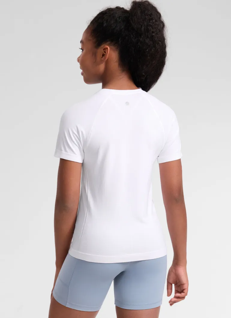 Girls Seamless Hip Length Short Sleeve