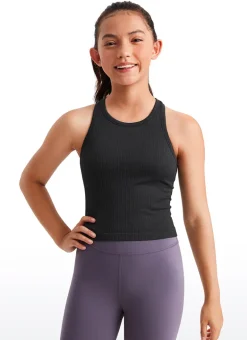 Girls Seamless Ribbed Scoop Neck Tank Racerback