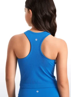 Girls Seamless Ribbed Scoop Neck Tank Racerback