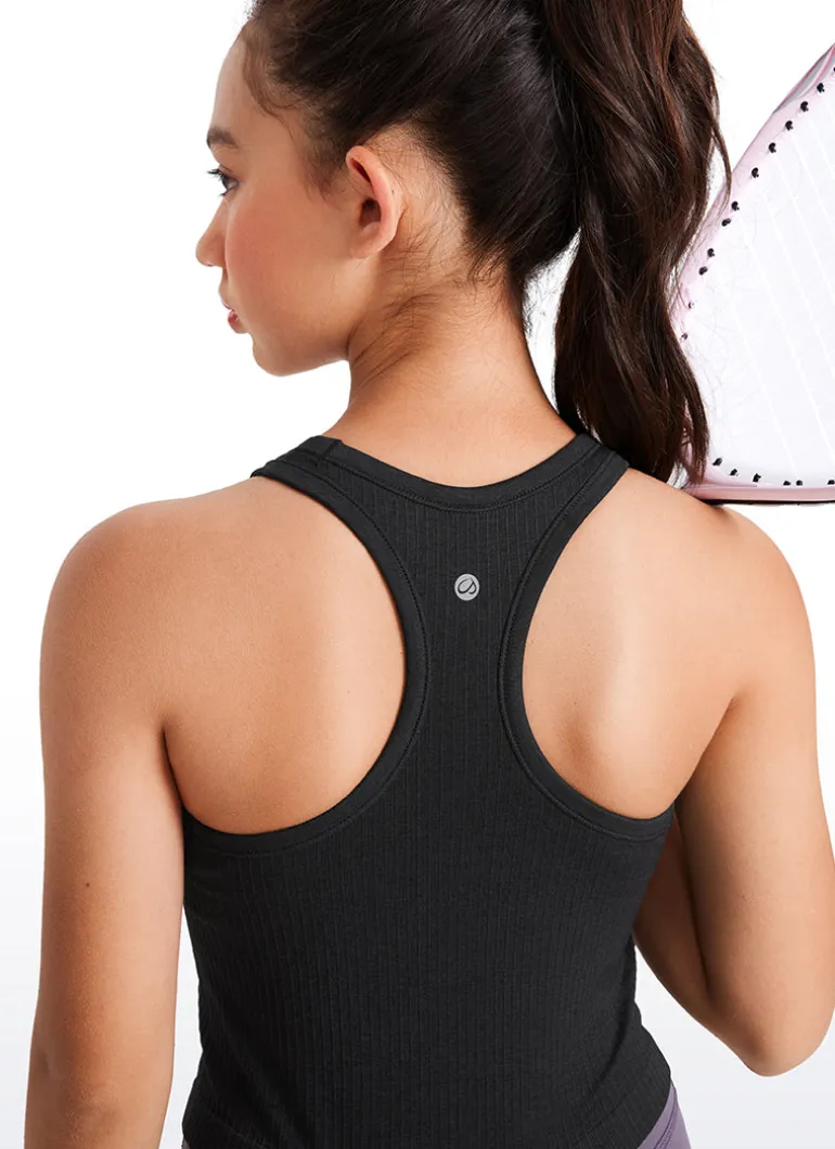 Girls Seamless Ribbed Scoop Neck Tank Racerback