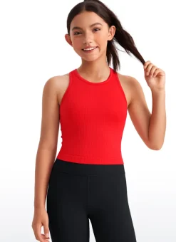 Girls Seamless Ribbed Scoop Neck Tank Racerback