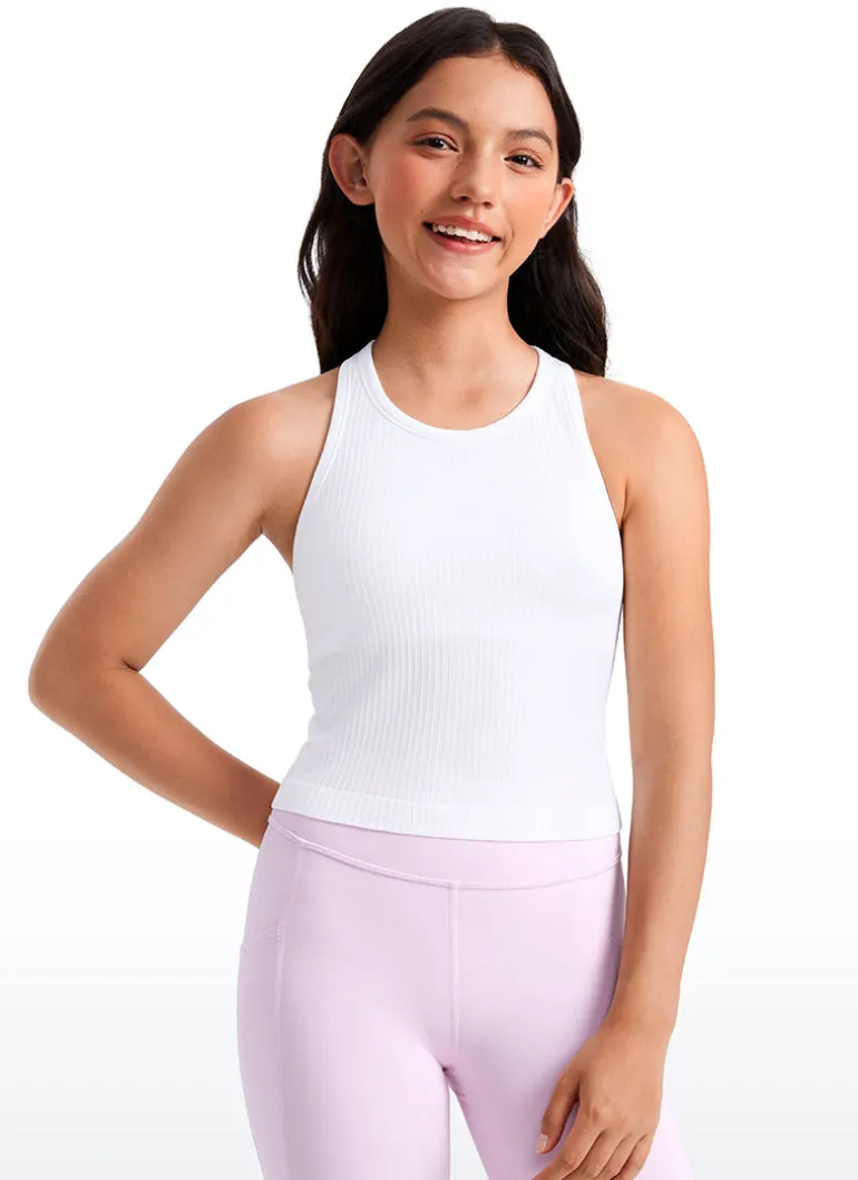 Girls Seamless Ribbed Scoop Neck Tank Racerback