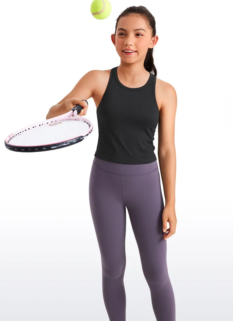 Girls Seamless Ribbed Scoop Neck Tank Racerback