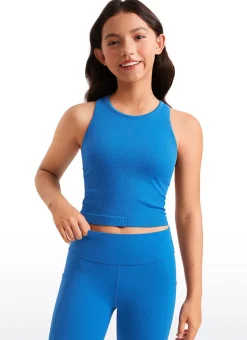 Girls Seamless Ribbed Scoop Neck Tank Racerback