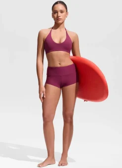 Halter Crewneck Self Tie Bikini Top