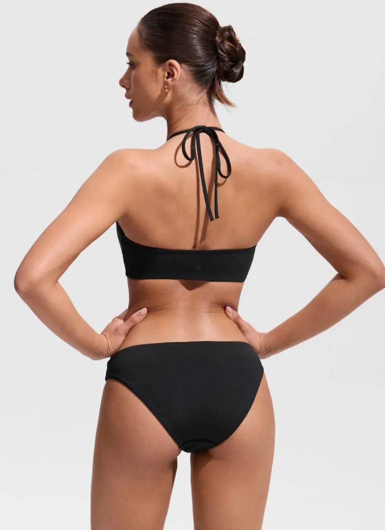 Halter Crewneck Self Tie Bikini Top