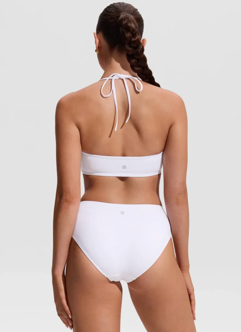 Halter Crewneck Self Tie Bikini Top