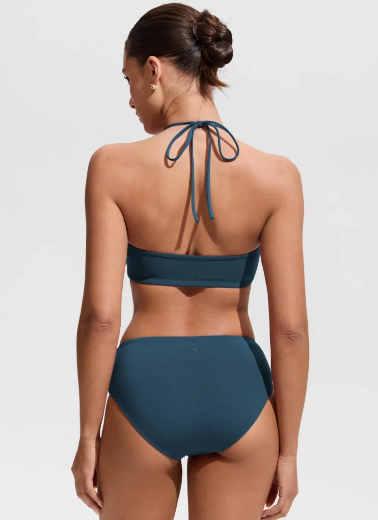 Halter Crewneck Self Tie Bikini Top