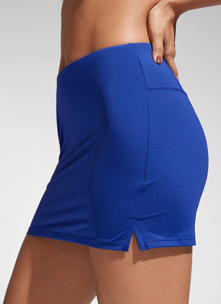 High Rise A Line Side Slit Swim Skirt